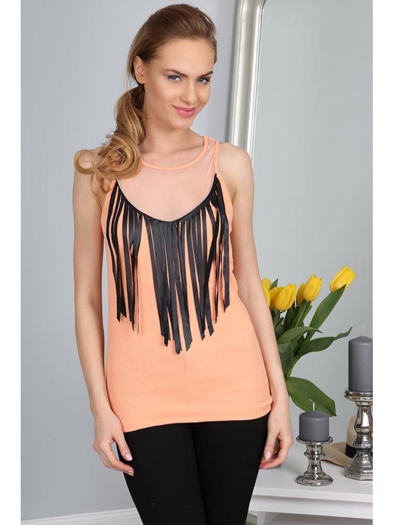 Women\'s top with fringes Peach 2947 - Online store - Boutique